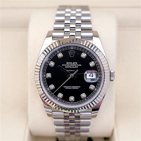 rolex datejust 41 black dial fluted bezel oyster bracelet|Rolex Datejust 41 white jubilee.